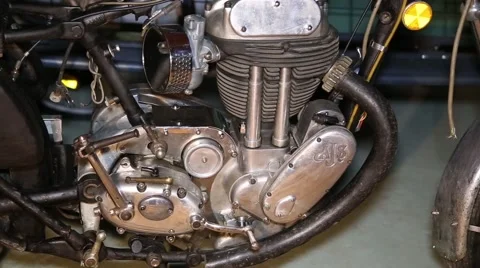 Engine of an old motorcycle Stock Footage 47732929
