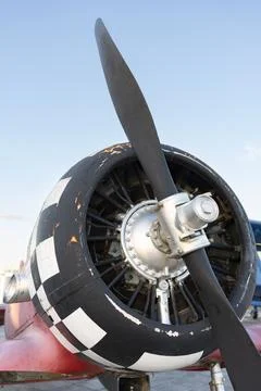 Engine of an old plane. Stock Photos
