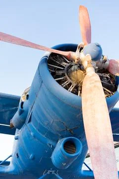 Engine of an old plane. Stock Photos