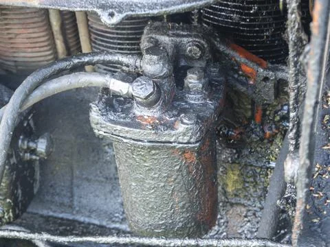 Engine on an old tractor on a bright Sunny day. Light, blur Stock Photos