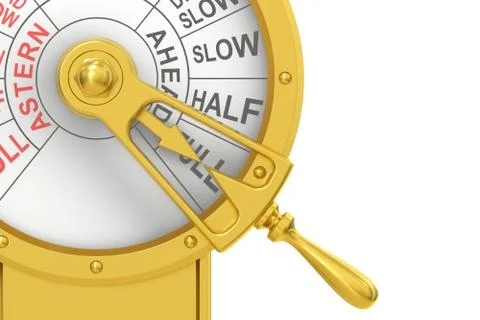 Engine order telegraph closeup, Full Ahead concept. 3D rendering Stock Illustration