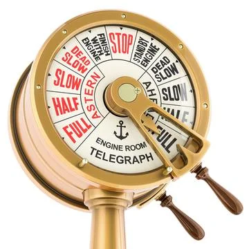 Engine Order Telegraph. Maritime Nautical Brass Ships Telegraph. 3D rendering Stock Illustration
