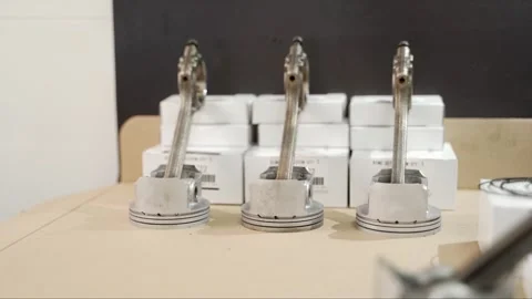 Engine overhaul process showcased piston repair kit. Automotive rebuild 스톡 동영상 271595226