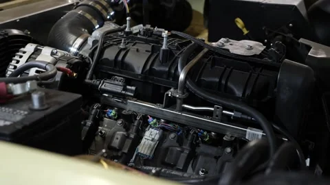 Engine parts assembled for top performance Stock Footage 311944258