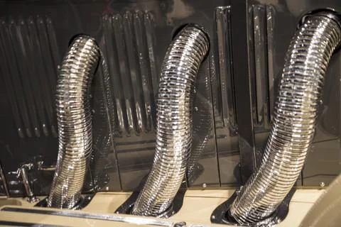 Engine pipes - close up. car Model Mercedes-Benz Type SS - Super Sport. Stock Photos