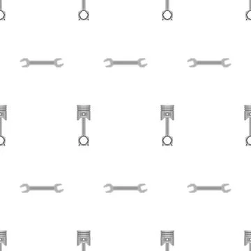 Engine piston and Wrench pixel art pattern seamless. 8 bit motorcycle pistons Stock Illustration