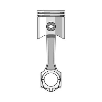 Engine piston connecting rod component on white background Stock Illustration