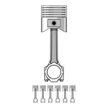 Engine piston connecting rod moving power graphic Stock Illustration