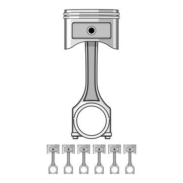 Engine piston connecting rod on white background 스톡 일러스트