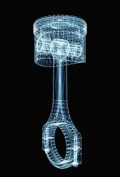 Engine piston consisting of luminous lines Stock Illustration