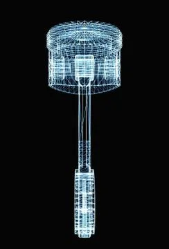 Engine piston consisting of luminous lines Stock Illustration