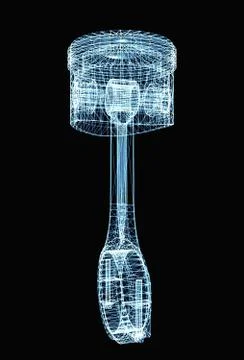 Engine piston consisting of luminous lines Stock Illustration