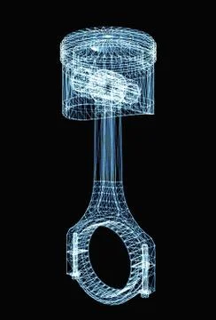 Engine piston consisting of luminous lines Stock Illustration