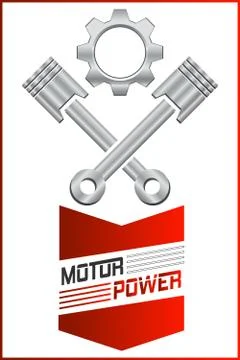 Engine piston with gear wheel - motor power logo design Stock Illustration