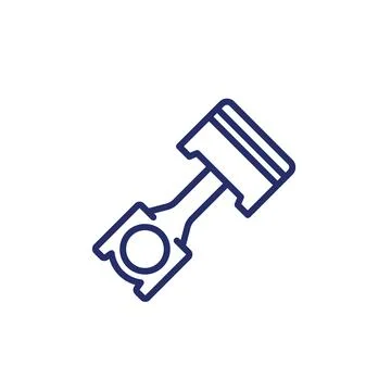 Engine piston line icon on white Stock Illustration