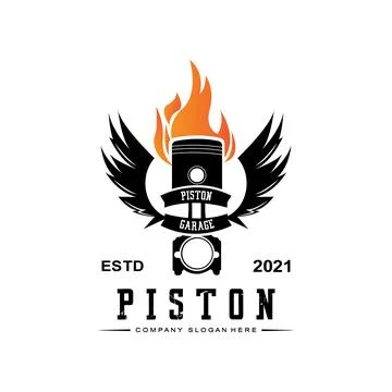 Engine Piston Logo Icon Vector Car vehicle, drive tool, retro background Stock Illustration