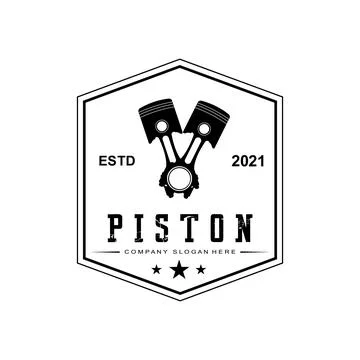 Engine Piston Logo Icon Vector Car vehicle, drive tool, retro background Stock Illustration