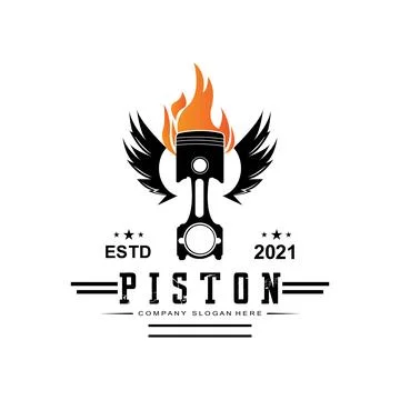 Engine Piston Logo Icon Vector Car vehicle, drive tool, retro background Stock Illustration
