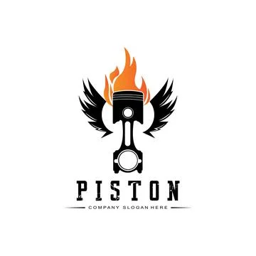 Engine Piston Logo Icon Vector Car vehicle, drive tool, retro background Stock Illustration