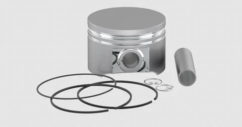 Engine piston parts with rings rotation animation seamlessly loopable. 3D r.. Stock Footage 334689387
