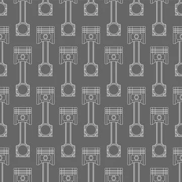 Engine piston pattern seamless. motorcycle pistons background. Car workshop t Illustrazione stock
