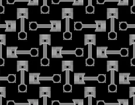 Engine piston pattern seamless. motorcycle pistons background. Car workshop t Illustrazione stock