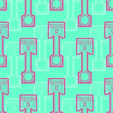 Engine piston pattern seamless. motorcycle pistons background. Car workshop t Illustrazione stock