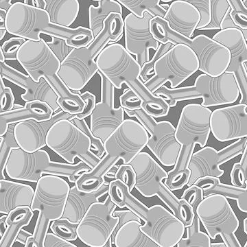 Engine piston pattern seamless. motorcycle pistons background. Car workshop t Illustrazione stock
