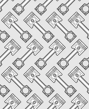 Engine piston pattern seamless. motorcycle pistons background. Car workshop t 스톡 일러스트