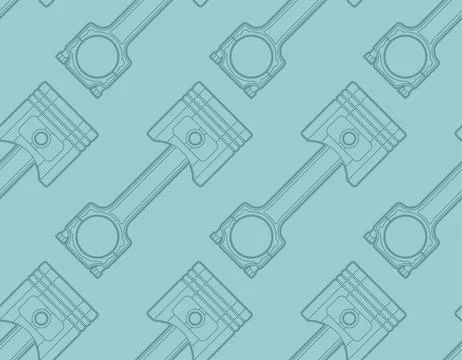 Engine piston pattern seamless. motorcycle pistons background. Car workshop t Illustrazione stock