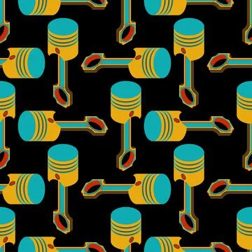Engine piston pattern seamless. motorcycle pistons background. Car workshop t Illustrazione stock