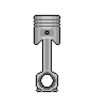 Engine piston pixel art. 8 bit motorcycle pistons icon. pixel art Vector illu Illustrazione stock