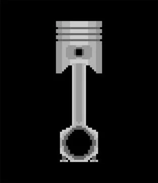 Engine piston pixel art. 8 bit motorcycle pistons icon. pixel art Vector illu Illustrazione stock