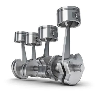 Engine pistons and cog. 3D image. Stock Illustration