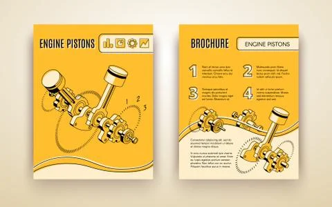 Engine pistons booklet isometric template Stock Illustration