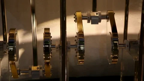 Engine pistons of chromium engine of automobile technology moving in loop Stock Footage 71563635