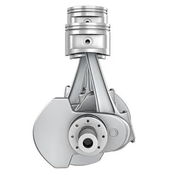 Engine pistons on a crankshaft, front view Stock Illustration