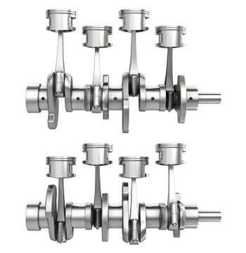 Engine pistons on a crankshaft, two positions Stock Illustration