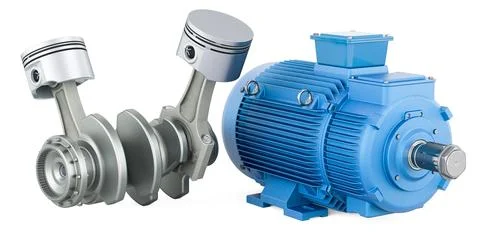 Engine pistons with electric motor, 3D rendering Stock Illustration