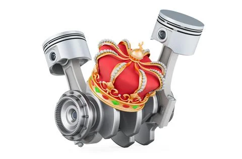 Engine pistons with golden crown, 3D rendering Stock Illustration