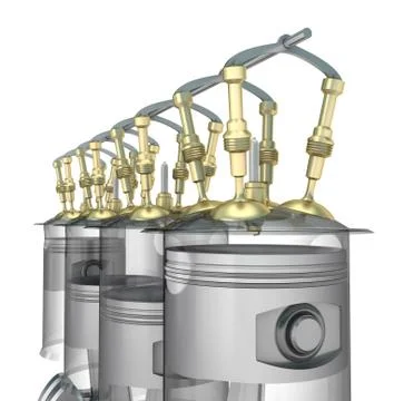Engine pistons, injectors, valves , Isolated on white イラスト素材