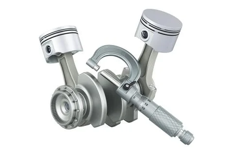 Engine pistons with micrometer, 3D rendering Stock Illustration