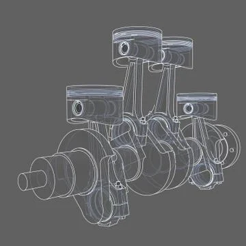 Engine pistons outline. 3D illustration Stock Illustration