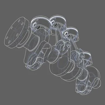 Engine pistons outline. 3D illustration Stock Illustration