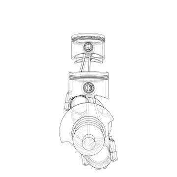 Engine pistons outline. Vector rendering of 3d イラスト素材