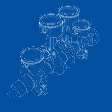 Engine pistons outline. Vector rendering of 3d イラスト素材