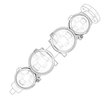 Engine pistons outline. Vector rendering of 3d Stock Illustration