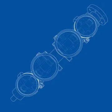 Engine pistons outline. Vector rendering of 3d Stock Illustration