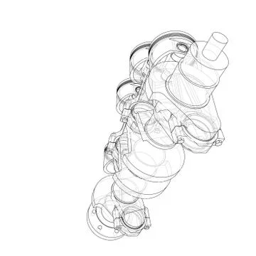 Engine pistons outline. Vector rendering of 3d Stock Illustration