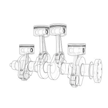 Engine pistons outline. Vector rendering of 3d Stock Illustration